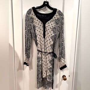 Gypsy dress. Paisley navy pattern, cotton with belt.